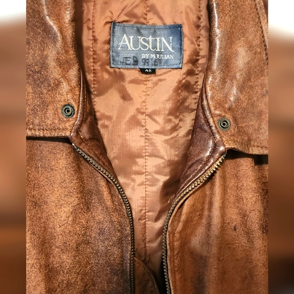VINTAGE Austin by M. Julian Men's Leather Bomber Style Jacket Size 42 - Picture 2 of 10